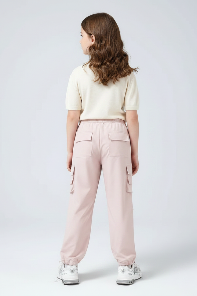 Pantalon Randonnée Rose Cargo Ample Fille - Polyester - vue 2