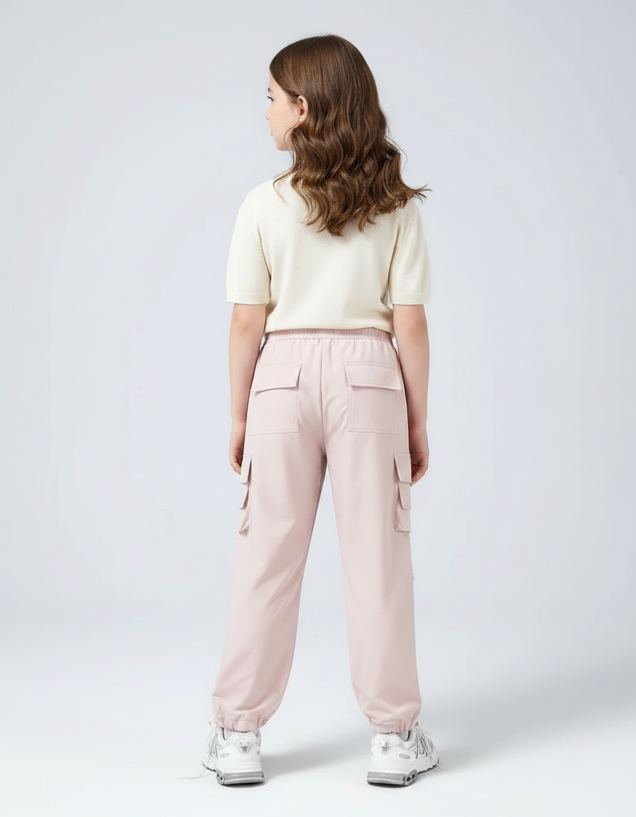 Pantalon Randonnée Rose Cargo Ample Fille - Polyester - vue 2