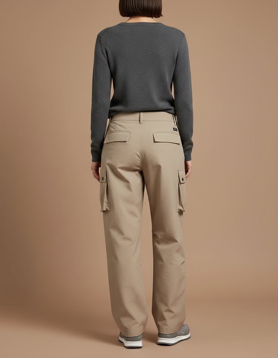 Pantalon Randonnée Beige Cargo Ample Décontracté Unisexe - Polyester - vue 2