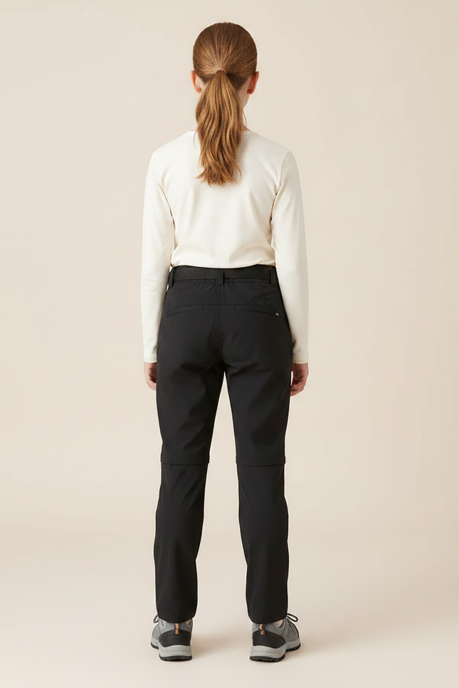 Pantalon Randonnée Noir Convertible Séchage Rapide Enfant - Polyester - vue 2