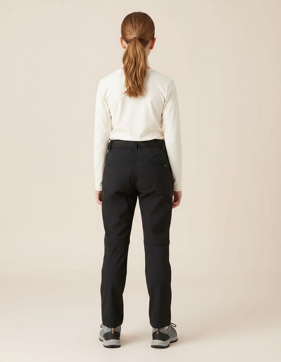 Pantalon Randonnée Noir Convertible Séchage Rapide Enfant - Polyester - vue 2
