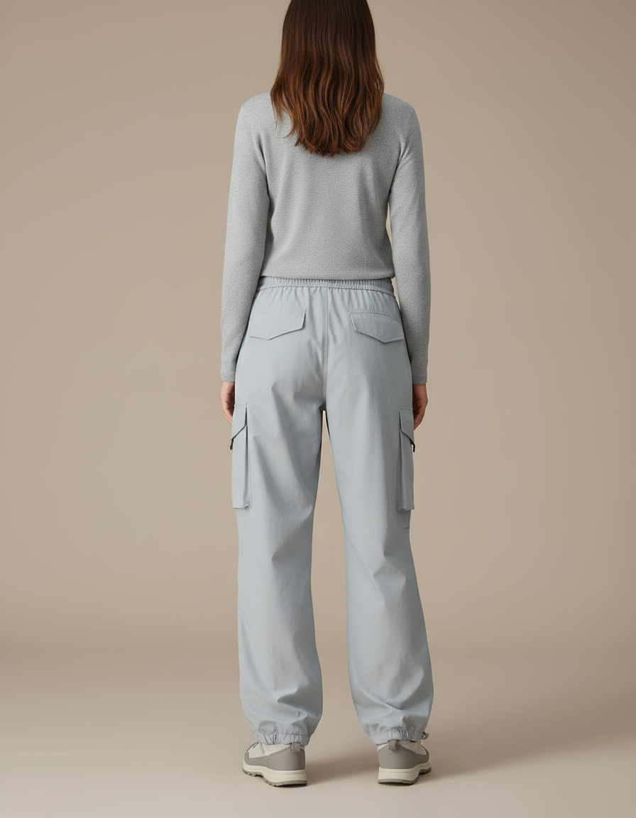 Pantalon Randonnée Gris Cargo Ample Femme - Polyester - vue 2