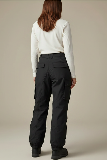Pantalon Randonnée Noir Cargo Ample Imperméable Unisexe - Polyester - vue 2