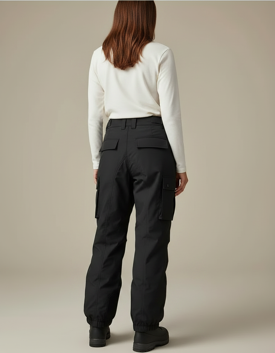 Pantalon Randonnée Noir Cargo Ample Imperméable Unisexe - Polyester - vue 2