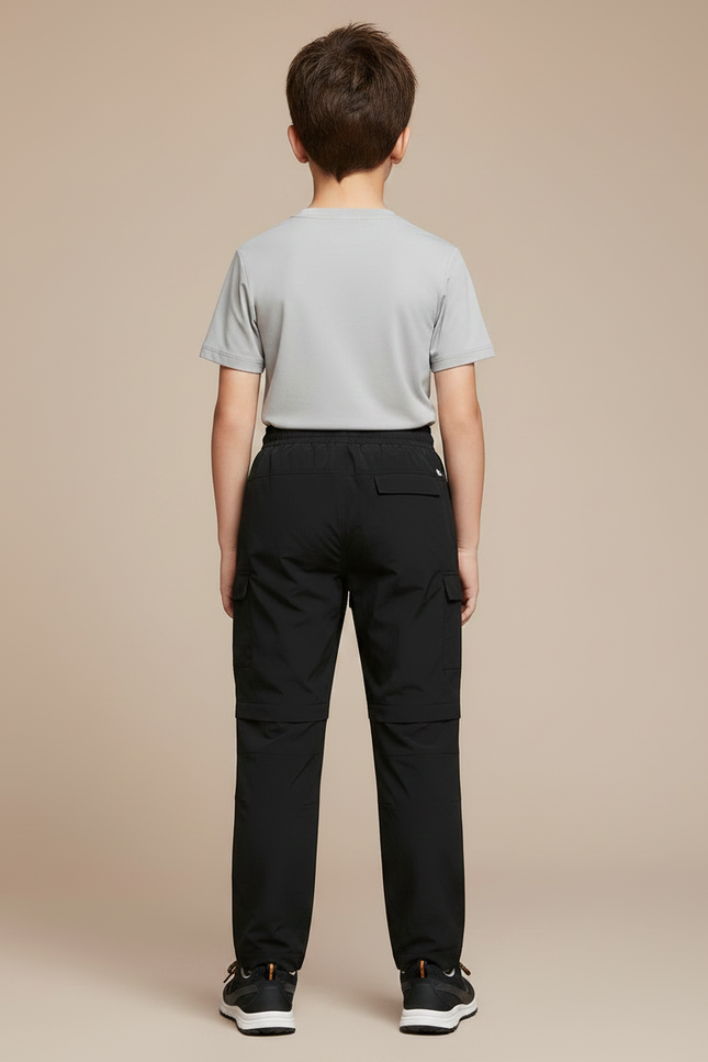 Pantalon Randonnée Noir Convertible Léger Enfant - Polyester - vue 2