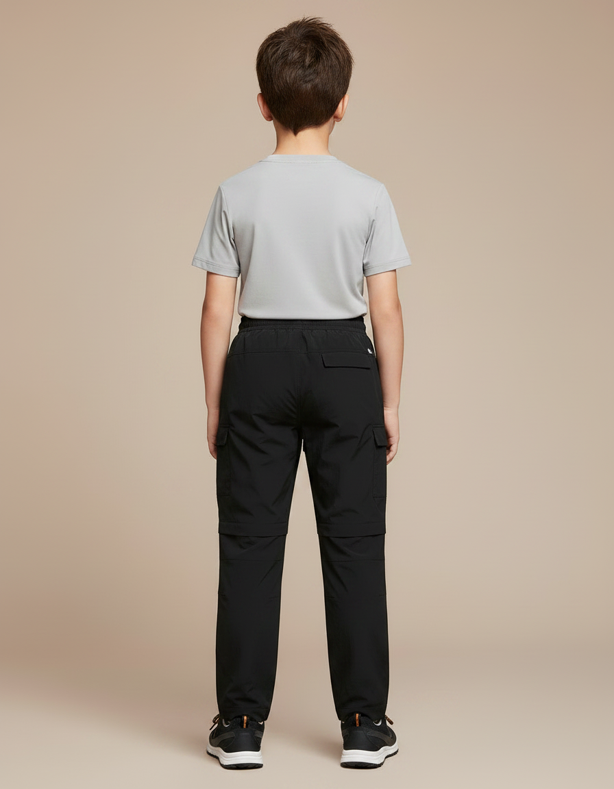 Pantalon Randonnée Noir Convertible Léger Enfant - Polyester - vue 2