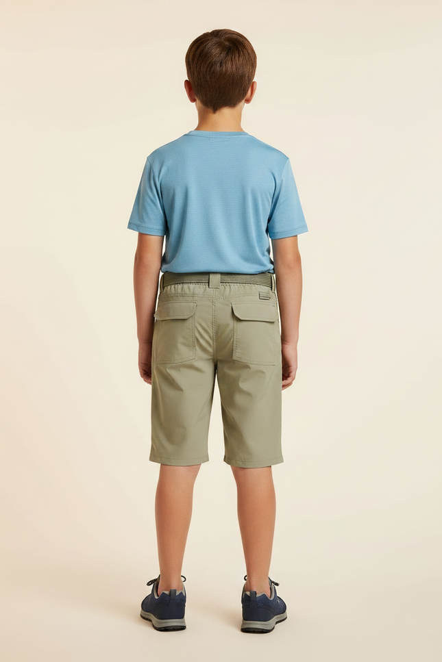 Pantalon Randonnée Kaki Cargo Léger Enfant Multi-Poches - Polyester - vue 2