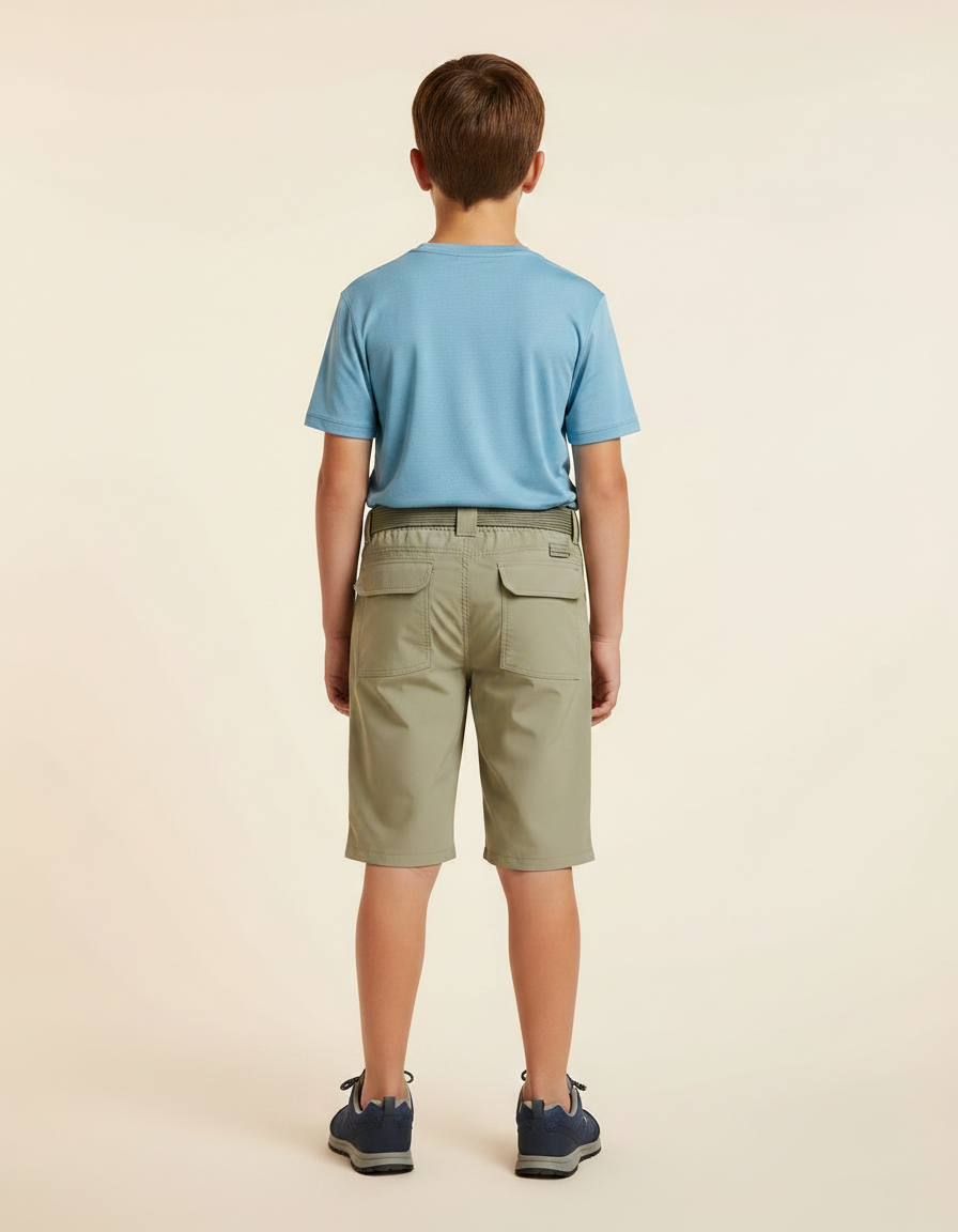 Pantalon Randonnée Kaki Cargo Léger Enfant Multi-Poches - Polyester - vue 2