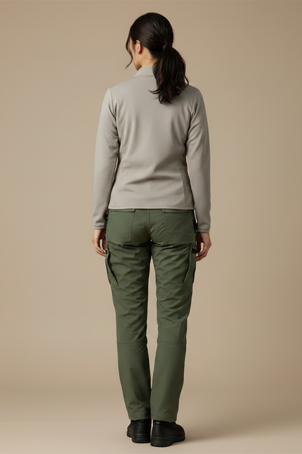 Pantalon Randonnée Vert Militaire Cargo Femme Ajustable - Kaki Polyester - vue 2