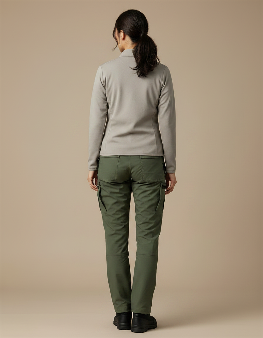 Pantalon Randonnée Vert Militaire Cargo Femme Ajustable - Kaki Polyester - vue 2