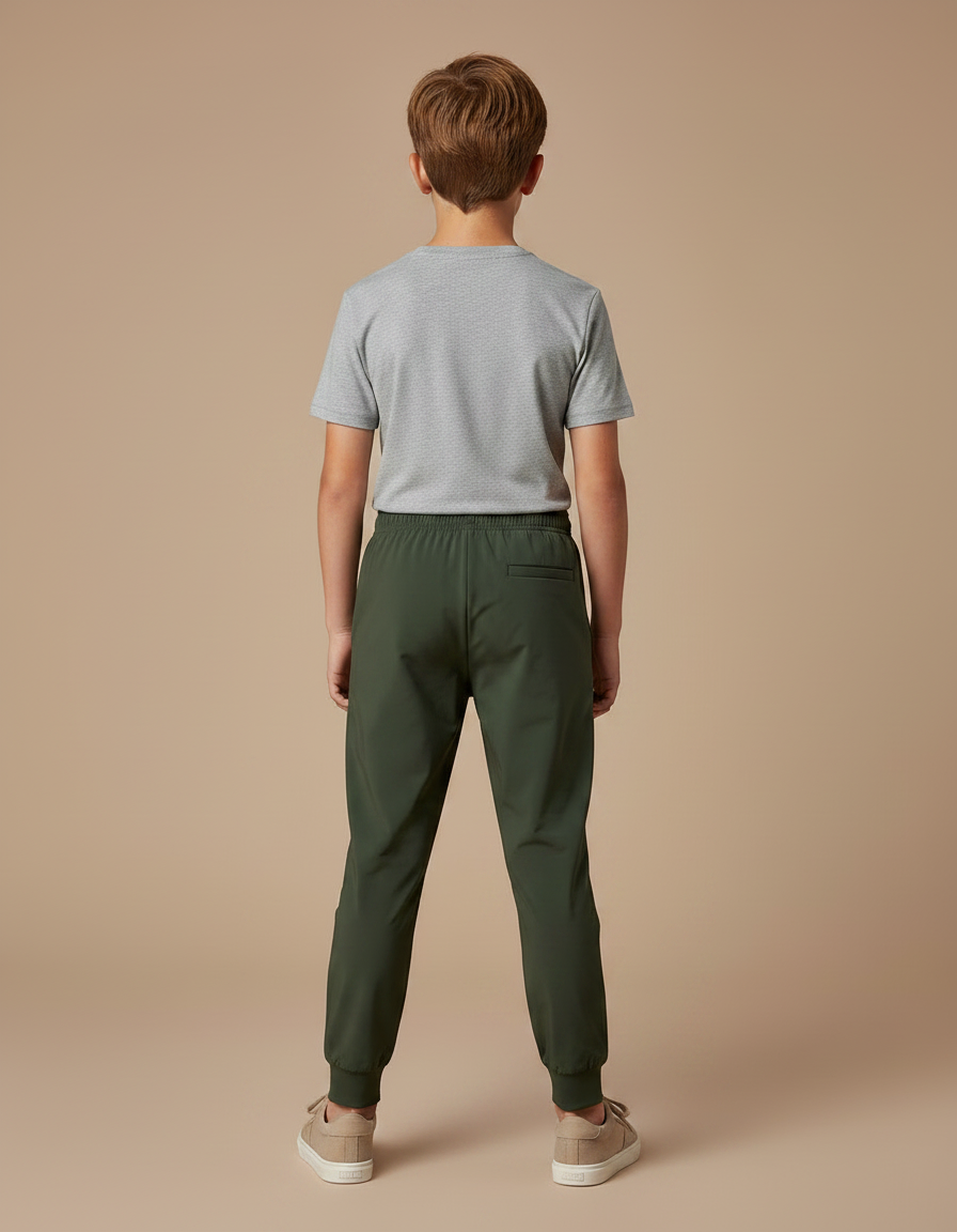 Pantalon Randonnée Vert Kaki Jogging Léger Respirant Enfant - Polyester - vue 2
