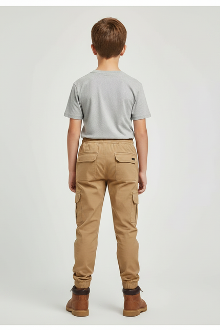 Pantalon Randonnée Kaki Cargo Coton Enfant Sport - vue 2