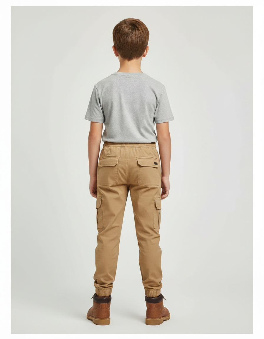 Pantalon Randonnée Kaki Cargo Coton Enfant Sport - vue 2