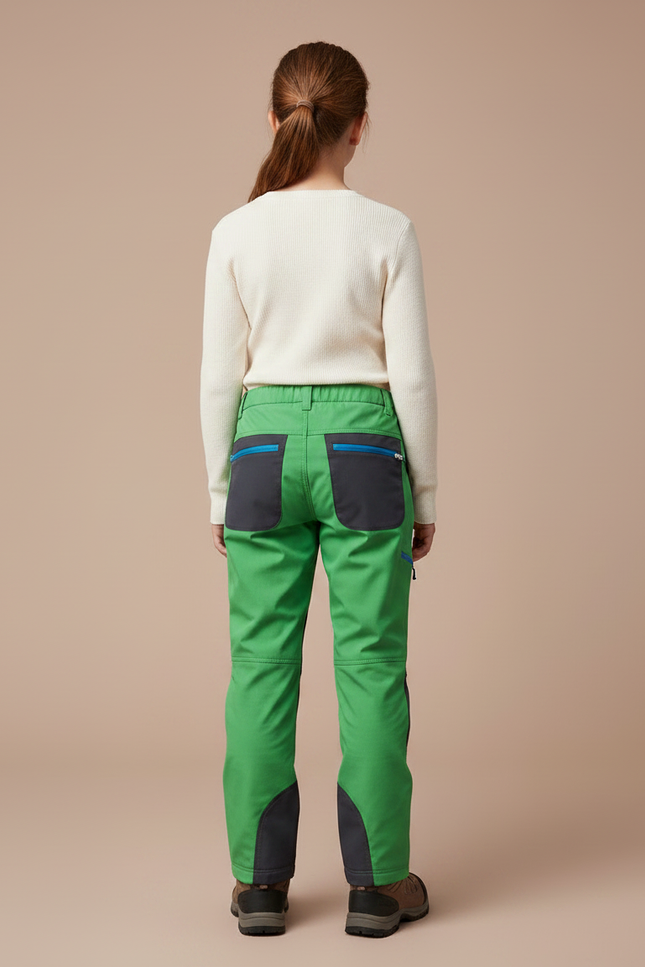 Pantalon Randonnée Enfant Vert Imperméable Softshell Chaud - Polyester - vue 2