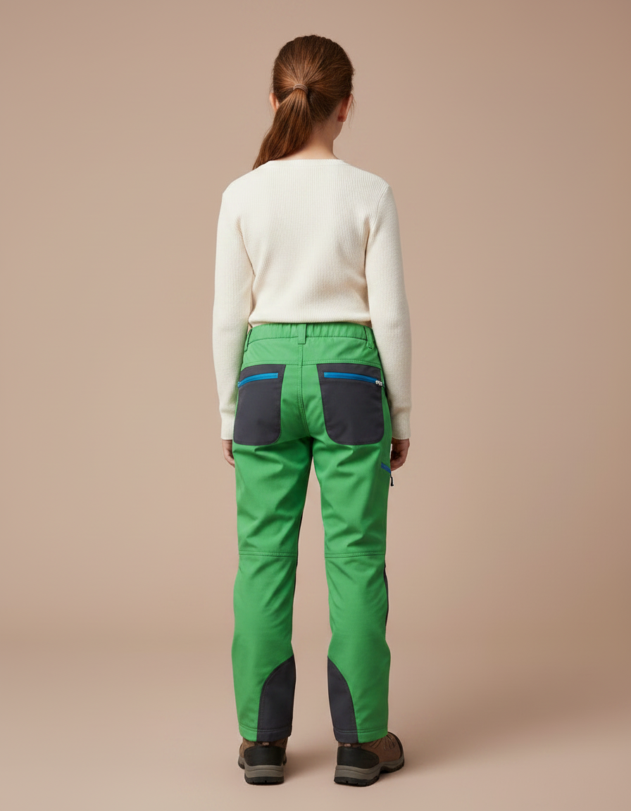 Pantalon Randonnée Enfant Vert Imperméable Softshell Chaud - Polyester - vue 2