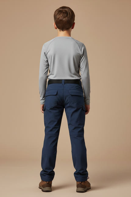 Pantalon Randonnée Bleu Marine Cargo Enfant Résistant - Polyester - vue 2