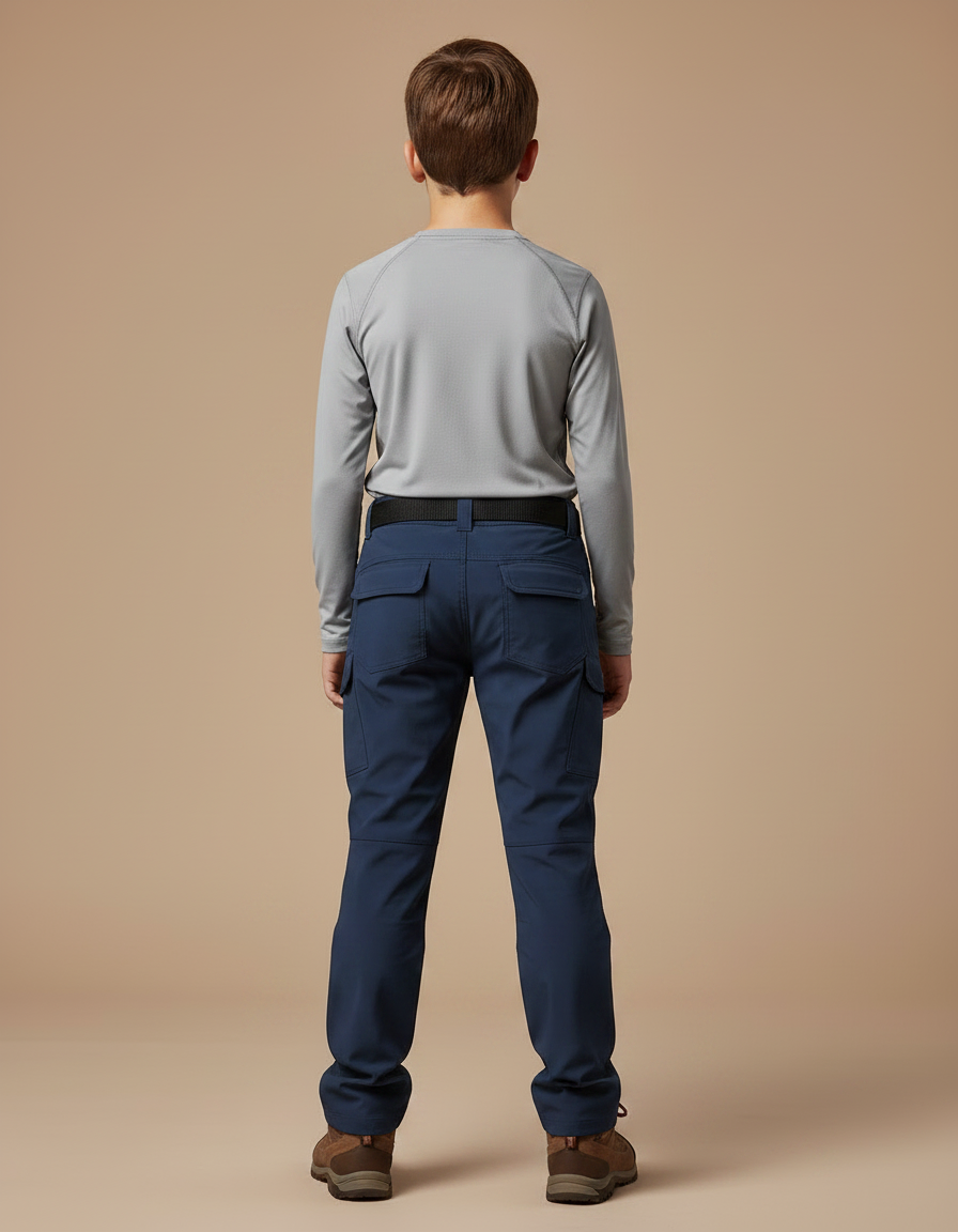 Pantalon Randonnée Bleu Marine Cargo Enfant Résistant - Polyester - vue 2