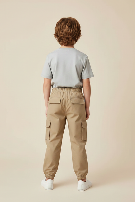 Pantalon Randonnée Beige Cargo Ample Enfant - Toile - vue 2