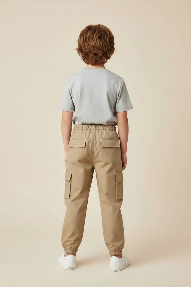 Pantalon Randonnée Beige Cargo Ample Enfant - Toile - vue 2