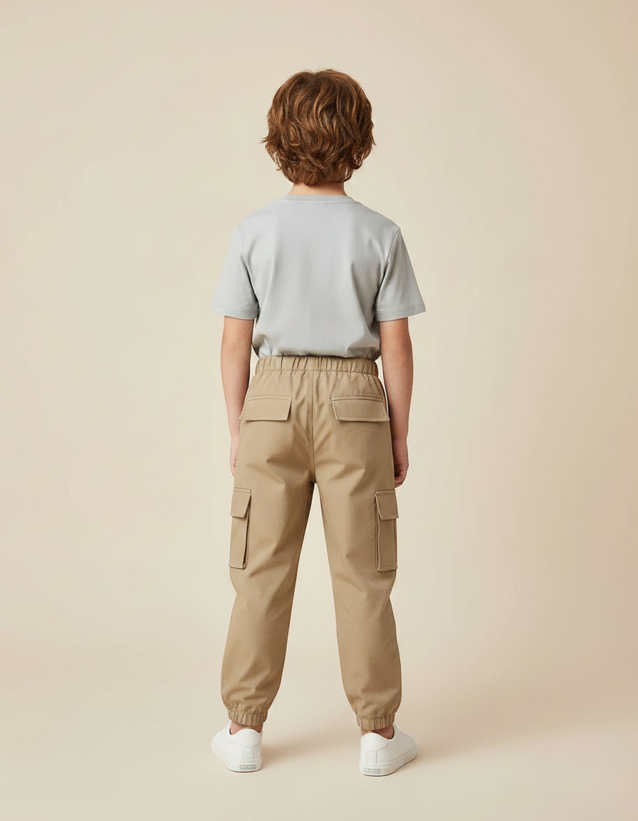 Pantalon Randonnée Beige Cargo Ample Enfant - Toile - vue 2