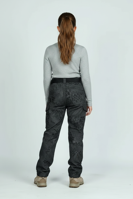Pantalon Randonnée Noir Camouflage Enfant Multipoches Durable - Toile - vue 2