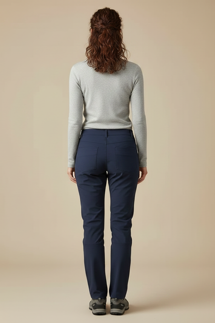 Pantalon Randonnée Femme Bleu Marine Stretch Coupe Droite - Polyester - vue 2