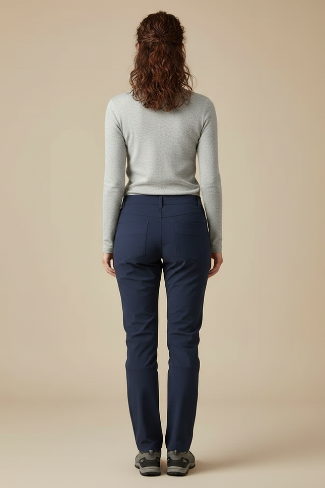 Pantalon Randonnée Femme Bleu Marine Stretch Coupe Droite - Polyester - vue 2