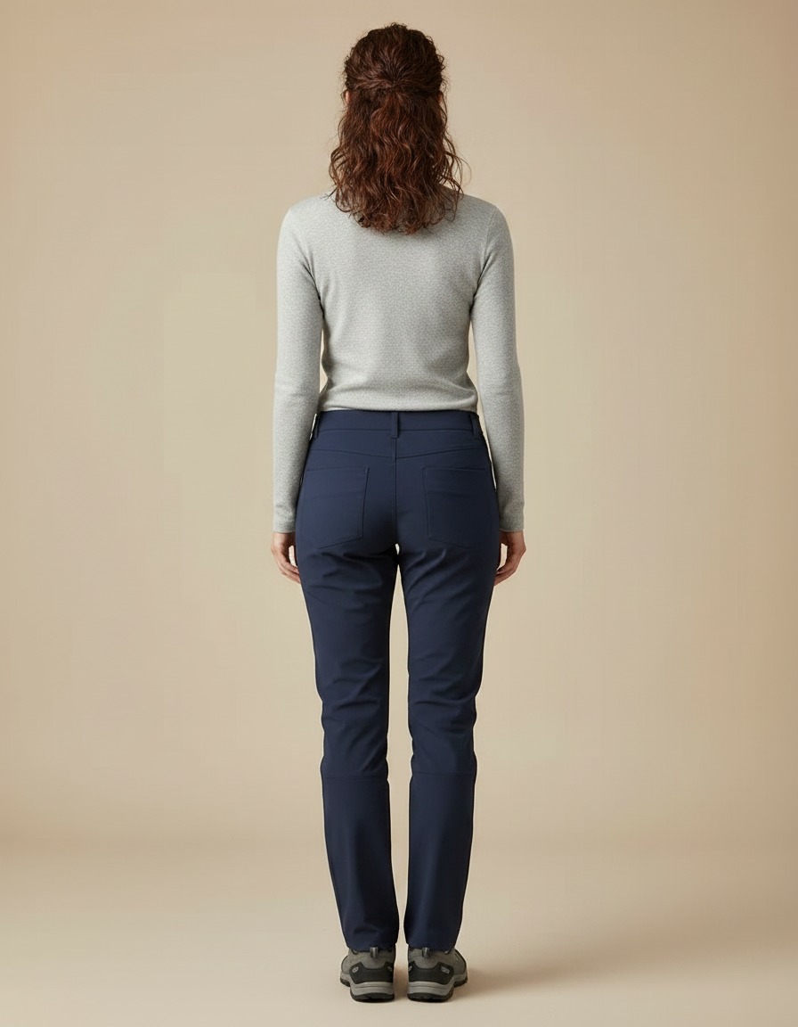Pantalon Randonnée Femme Bleu Marine Stretch Coupe Droite - Polyester - vue 2