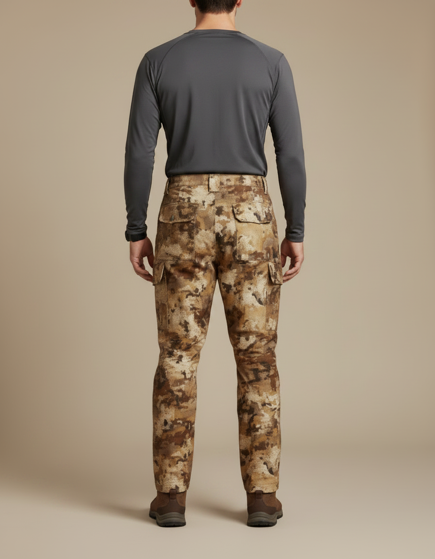 Pantalon Randonnée Camouflage Cargo Homme Marron Durable - Toile - vue 2