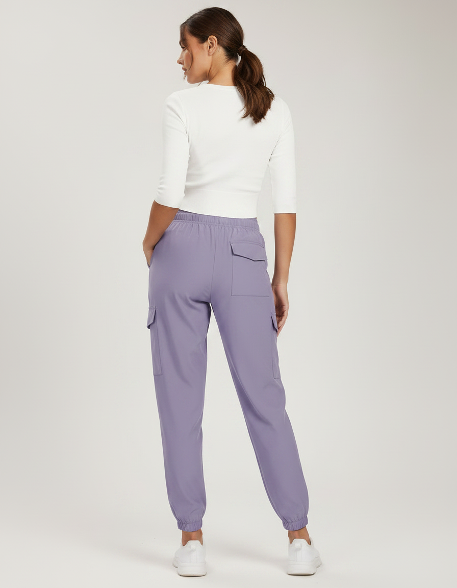 Pantalon Randonnée Violet Cargo Léger Taille Élastique Femme - Polyester - vue 2