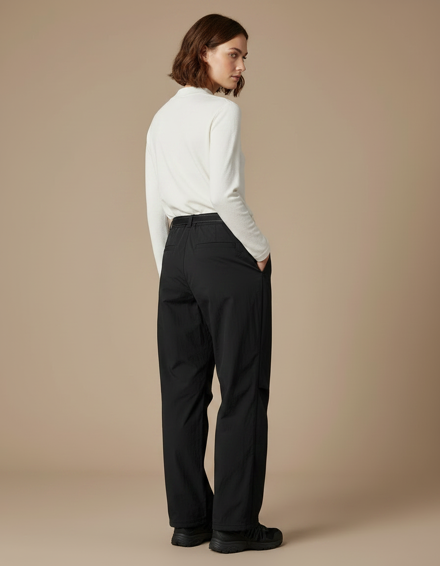 Pantalon Randonnée Noir Ample Nylon Ceinturé Femme - Polyester - vue 2