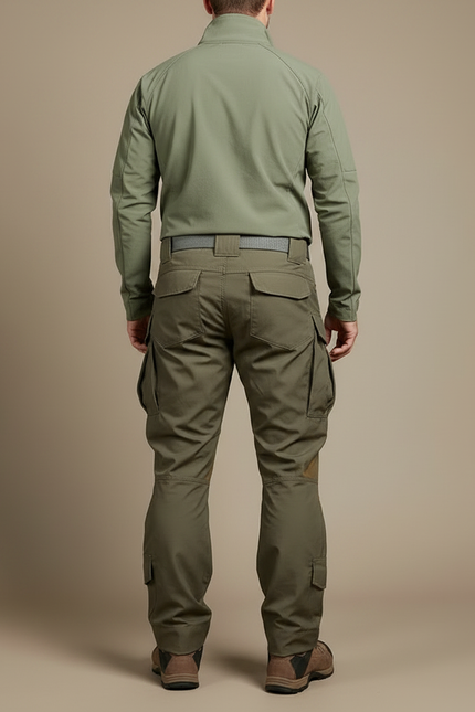 Pantalon Randonnée Kaki Homme Tactique Cargo Multi-Poches - Polyester - vue 2