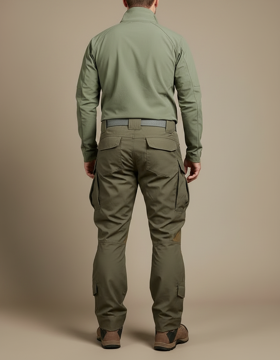 Pantalon Randonnée Kaki Homme Tactique Cargo Multi-Poches - Polyester - vue 2