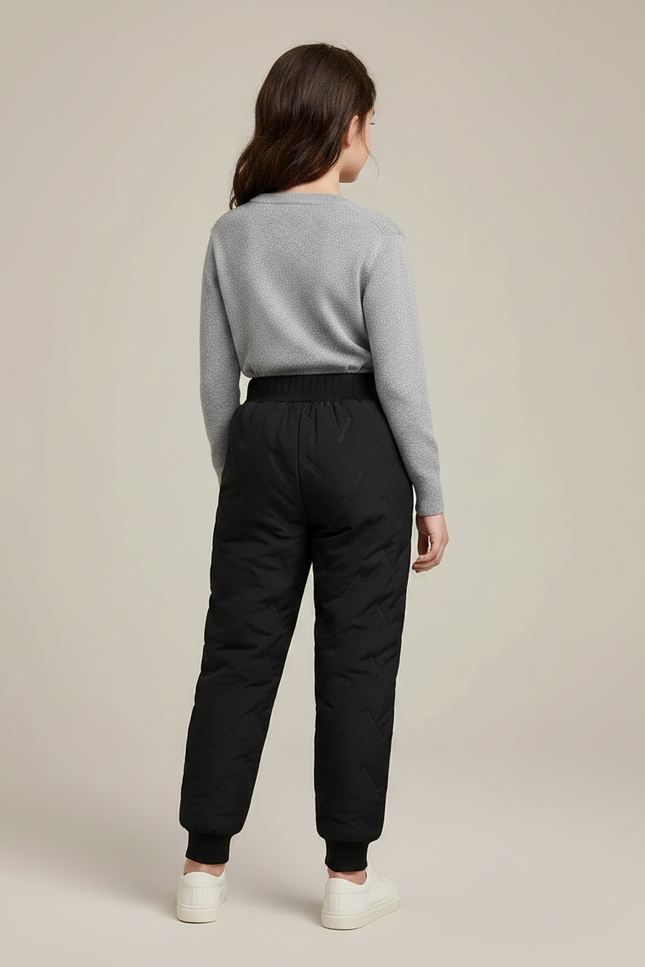 Pantalon Randonnée Noir Matelassé Enfant Chaud Hiver - Polyester - vue 2