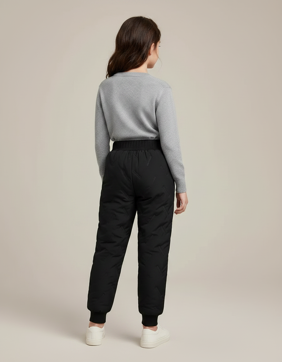 Pantalon Randonnée Noir Matelassé Enfant Chaud Hiver - Polyester - vue 2