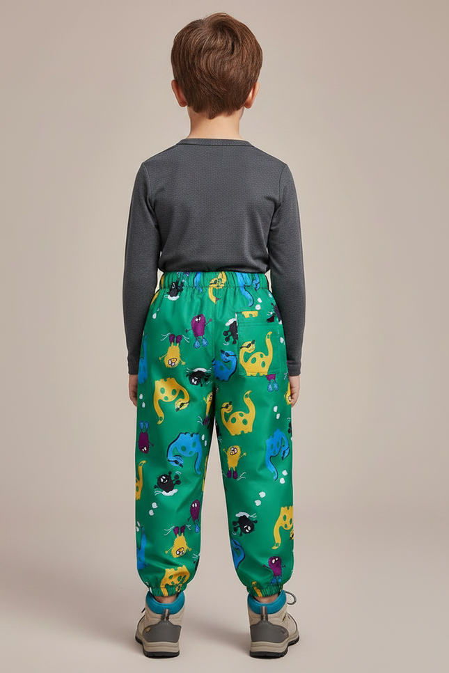 Pantalon Randonnée Vert Enfant Imperméable Motifs Dinosaures - Polyester - vue 2