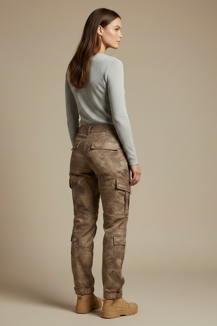 Pantalon Randonnée Camouflage Cargo Robuste Femme - Imprimé Toile - vue 2