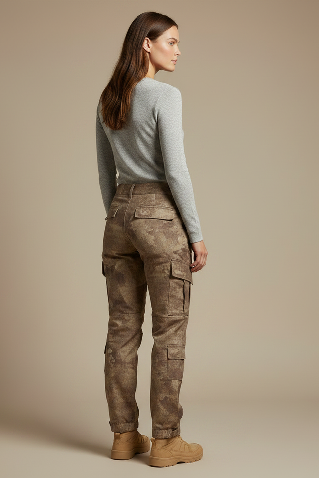 Pantalon Randonnée Camouflage Cargo Robuste Femme - Imprimé Toile - vue 2