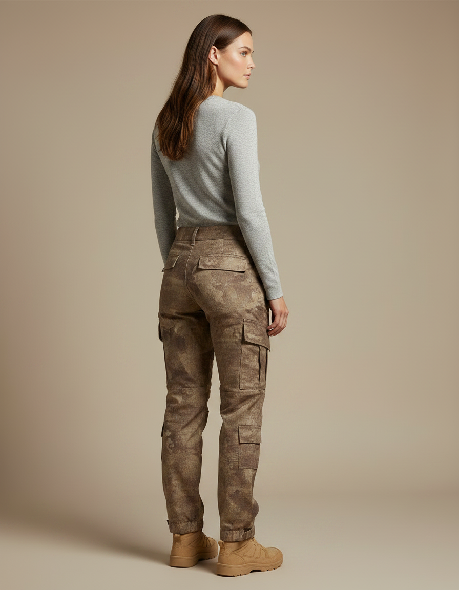 Pantalon Randonnée Camouflage Cargo Robuste Femme - Imprimé Toile - vue 2