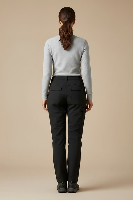 Pantalon Randonnée Noir Fluorescent Doublé Polaire Femme - Polyester - vue 2