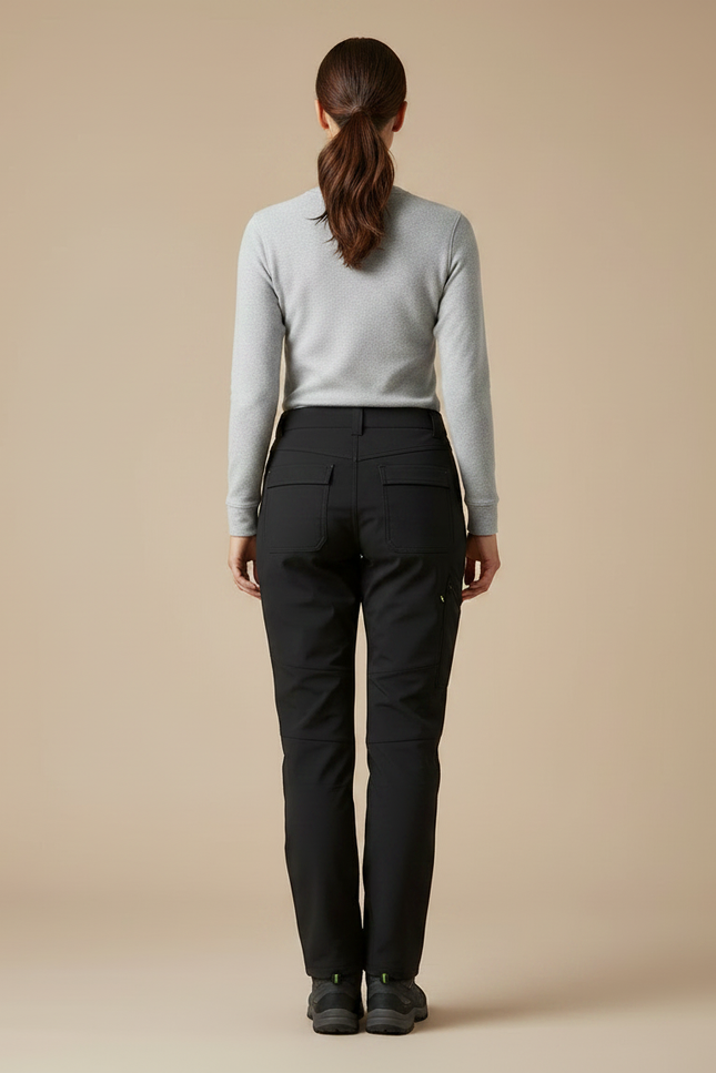 Pantalon Randonnée Noir Fluorescent Doublé Polaire Femme - Polyester - vue 2