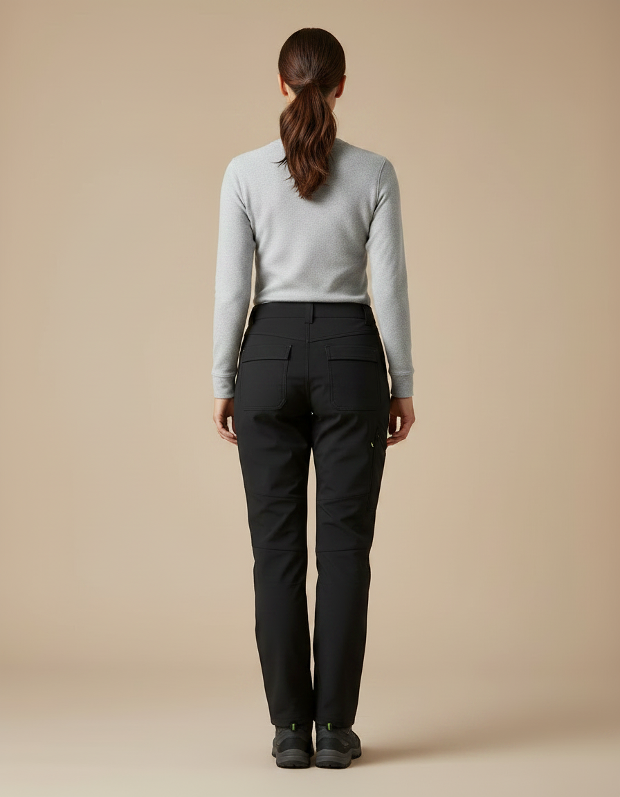 Pantalon Randonnée Noir Fluorescent Doublé Polaire Femme - Polyester - vue 2