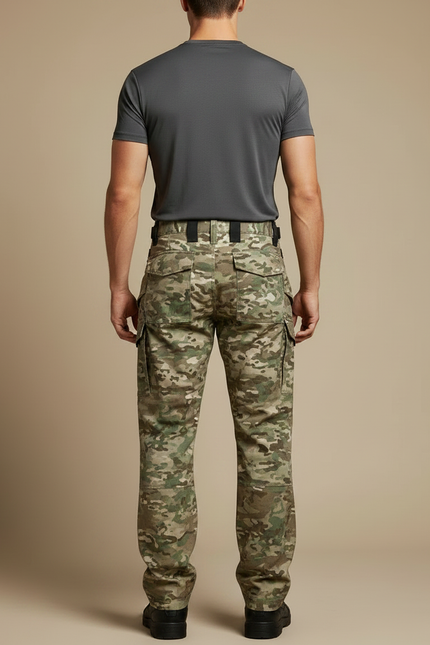 Pantalon Randonnée Camouflage Cargo Tactique Multipoches Homme - Multicolore Toile - vue 2
