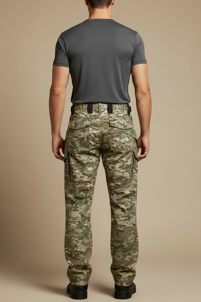 Pantalon Randonnée Camouflage Cargo Tactique Multipoches Homme - Multicolore Toile - vue 2