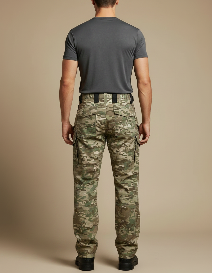 Pantalon Randonnée Camouflage Cargo Tactique Multipoches Homme - Multicolore Toile - vue 2