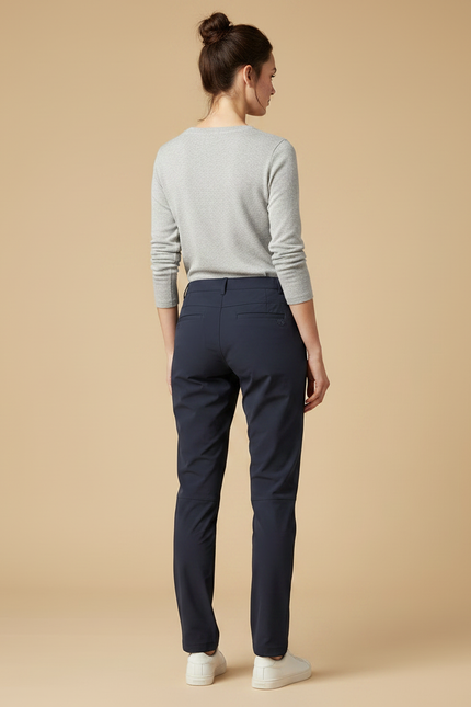 Pantalon Randonnée Femme Marine Coupe Droite Stretch - Polyester - vue 2
