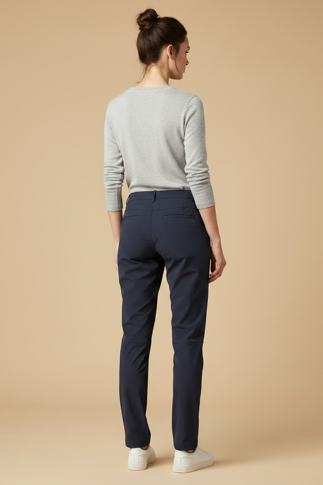Pantalon Randonnée Femme Marine Coupe Droite Stretch - Polyester - vue 2