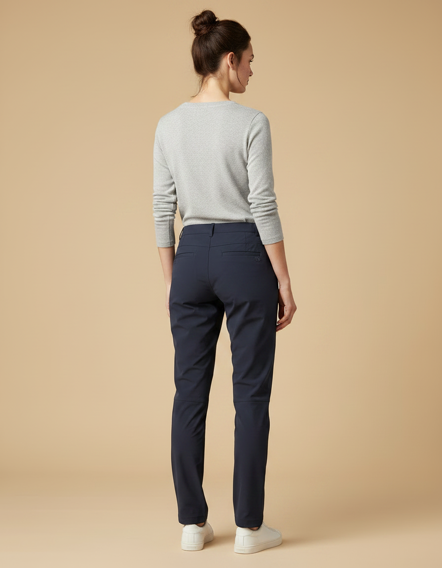Pantalon Randonnée Femme Marine Coupe Droite Stretch - Polyester - vue 2