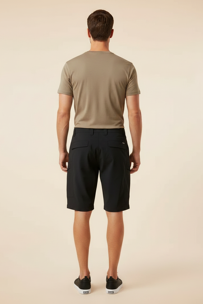 Pantalon Randonnée Noir Cargo Court Multipoches Homme - Polyester - vue 2