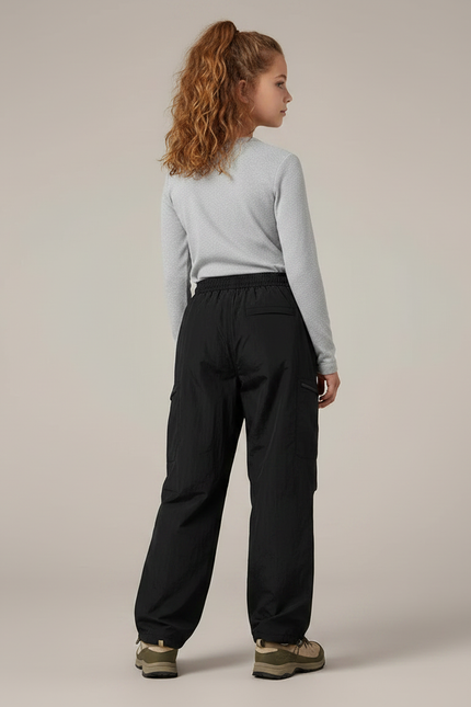 Pantalon Randonnée Noir Cargo Ample Nylon Enfant - Polyester - vue 2